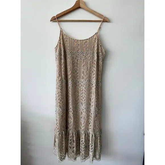 Anthropologie Eri + Ali Navy Lace Midi Dress – Romantic A-Line, Size S - Picture 3 of 12